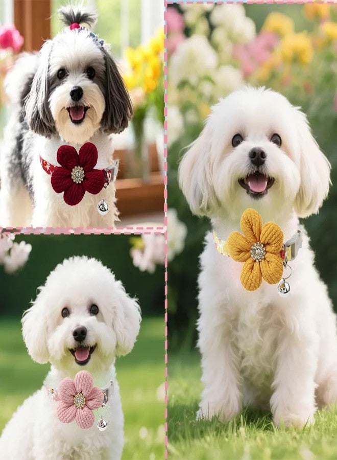 Weimostar Red Small Dog Collar with Bell and Flower, Kitten Bell Collar with Floral Girl Cute Adjustable for XXS XS Extra Small Female Puppy Dogs Cat Tiny Pets Little Kitten Yorkie Chihuahua X-Small - Image 3